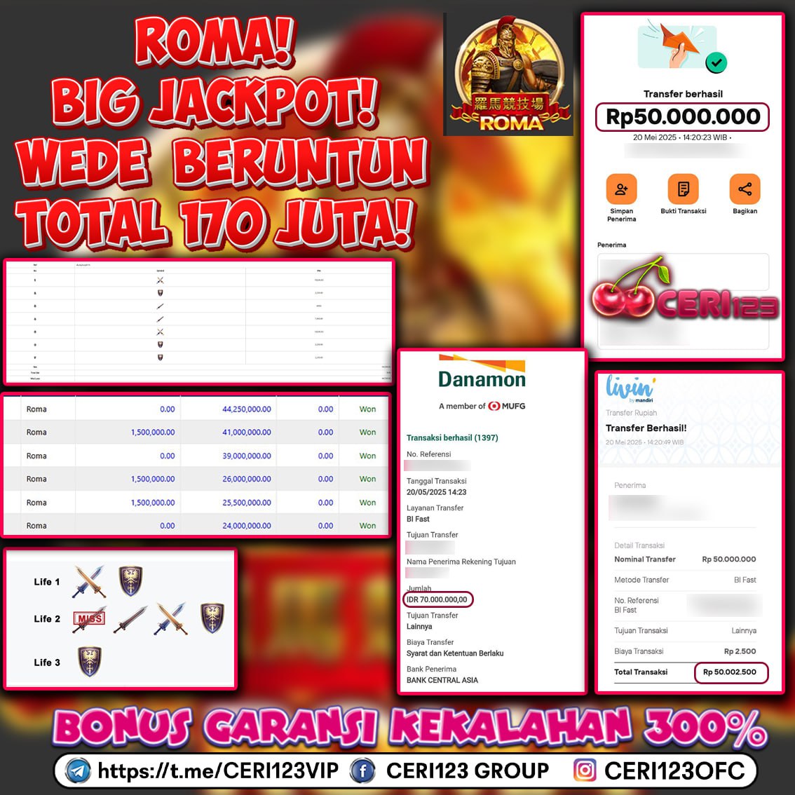CERI123 JACKPOT JOKER ROMA RP 170.000.000 ID : LUV***
